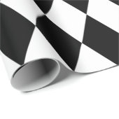 大きな白黒ダイヤモンドハーレクインパターン ラッピングペーパー (ロールコーナー)