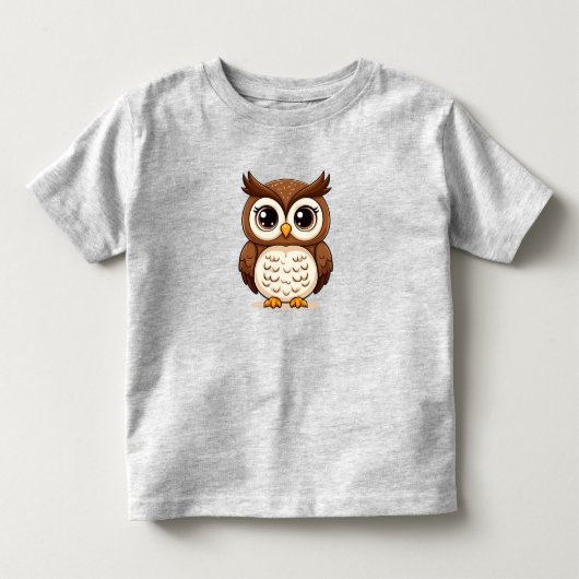 大きな目がかわいいカートゥーンのフクロウ トドラーTシャツ (正面)