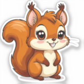 大きな目がかわいいリスのかわいいキャラクター シール (正面)