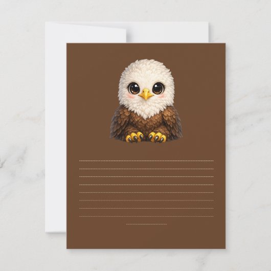 大きな目がかわいいワシの木の動物 出欠カード (正面)