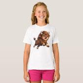 大きな目でキュートなバイソン 幸せな野生動物のキャラクター Tシャツ (正面フル)