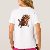 大きな目でキュートなバイソン 幸せな野生動物のキャラクター Tシャツ (裏面)