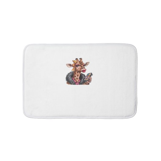 大きな目でメイクした愛らしいキリン嬢 バスマット (正面)