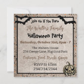 大きな目で不気味な小さな女の子ハロウィーン 招待状 (裏面)