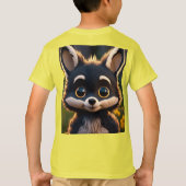 大きな目で愛らしいオールブラックベビーコヨーテ Tシャツ (裏面)