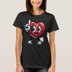 大きな目とスニーカーを持つアニメーションハートキャラクター Tシャツ