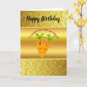 大きな目とスマイルのニンジン カード (黄色い花)