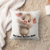 大きな目とフワフワの子豚 – 優しい行くビーガン クッション (ブランケット)