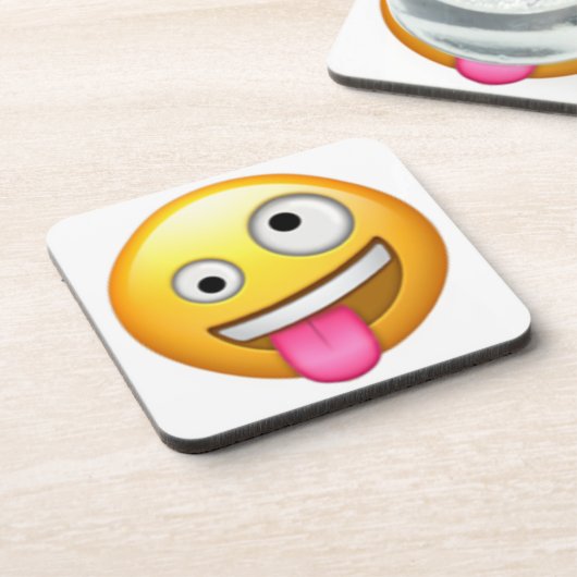 大きな目と小さな目の顔 – 絵文字 コースター (左側)