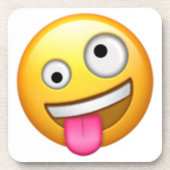 大きな目と小さな目の顔 – 絵文字 コースター (正面)