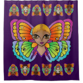 大きな目と蝶の翼 シャワーカーテン (正面)