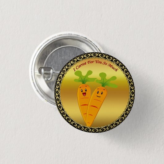 大きな目と行くスマイルを持つ漫画のニンジン 缶バッジ (正面&裏面)