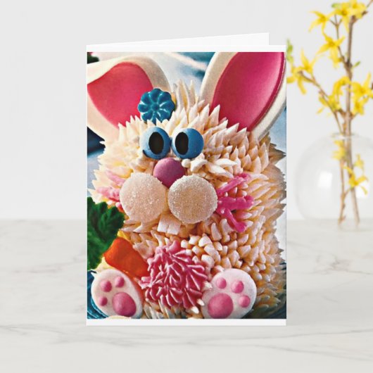 ***大きな目と非常に甘いイースターバニー*** カード (黄色い花)