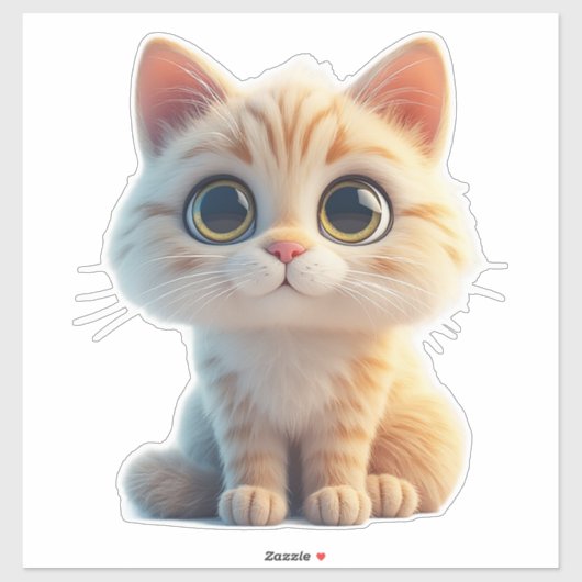 大きな目のかわいいキャラクターの子猫 シール (シート)