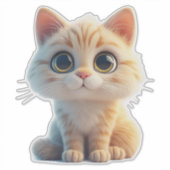 大きな目のかわいいキャラクターの子猫 シール (正面)