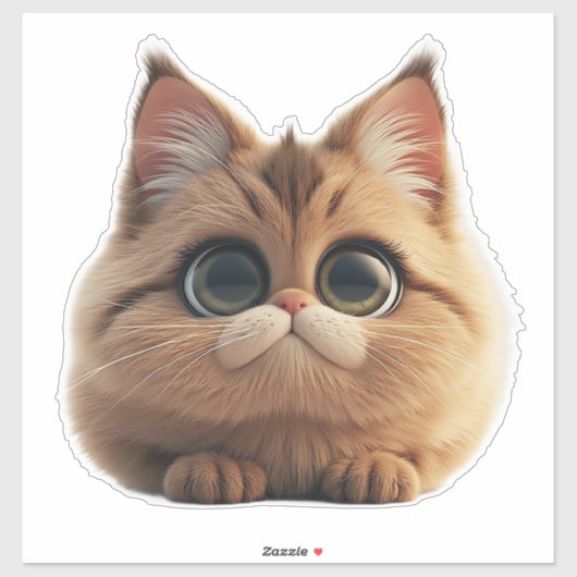 大きな目のかわいいキャラクターの子猫 シール (シート)