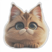 大きな目のかわいいキャラクターの子猫 シール (正面)