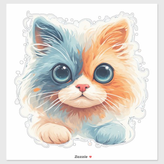 大きな目のかわいいキャラクターの子猫 シール (シート)