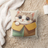 大きな目のかわいいキャラクター子猫 クッション (ブランケット)