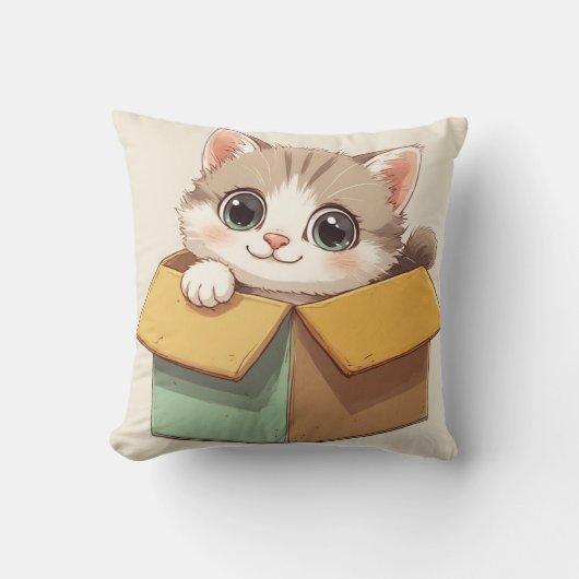 大きな目のかわいいキャラクター子猫 クッション (正面)
