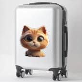 大きな目のかわいい子猫のキャラクター シール (スーツケース)