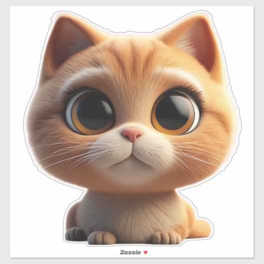 大きな目のかわいい子猫のキャラクター シール (シート)