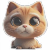 大きな目のかわいい子猫のキャラクター シール (正面)