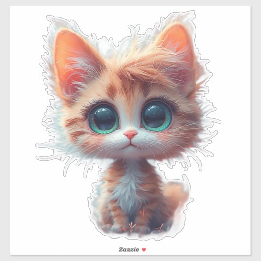 大きな目のかわいい子猫のキャラクター シール (シート)