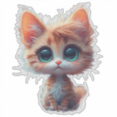 大きな目のかわいい子猫のキャラクター シール (正面)