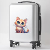 大きな目のかわいい子猫のキャラクター シール (スーツケース)