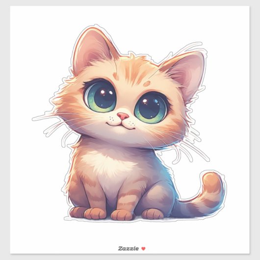 大きな目のかわいい子猫のキャラクター シール (シート)