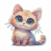 大きな目のかわいい子猫のキャラクター シール (正面)