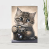 大きな目のかわいい子猫誕生日 カード (正面)