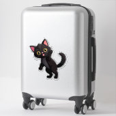 大きな目のかわいい黒猫のキャラクター シール (スーツケース)