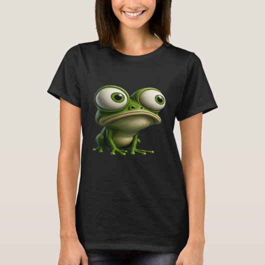 大きな目のキャラクターフロッグ Tシャツ (正面)