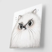 大きな目のペルシャ猫の壁掛け時計 スクエア壁時計 (傾斜)
