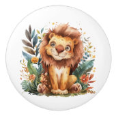 大きな目のライオンの子猫 セラミックノブ (正面)