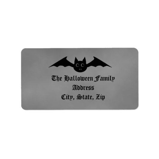 大きな目の可愛いゴシック様式のハロウィーンヴァンパイアこうもり ラベル (正面)