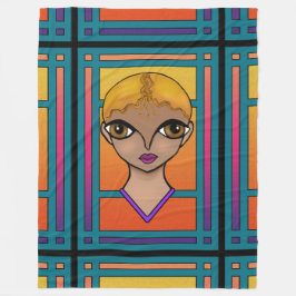 大きな目の女の子 フリースブランケット