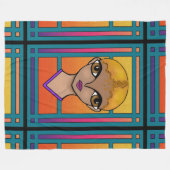 大きな目の女の子 フリースブランケット (正面(横))