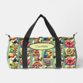 大きな目の熱帯雨林の漫画の友だち ダッフルバッグ (正面)