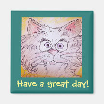 大きな目の猫マグネット – 青