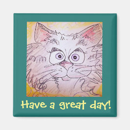 大きな目の猫マグネット – 青 マグネット