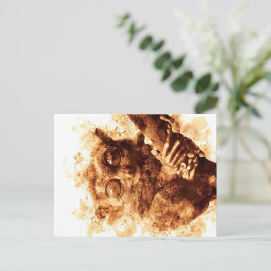 大きな目の猿のコーヒーアート_633c3e6ae98b6de43e0a6dc シーズンポストカード (スタンド正面)