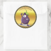 大きな目の緑の髪の漫画のナス ラウンドシール (バッグ)