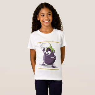 大きな目の緑の髪の漫画のナス Tシャツ
