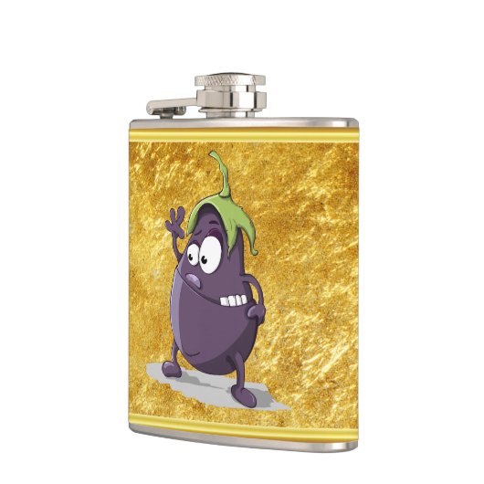 大きな目の緑の髪の漫画ナス2 フラスク (左)