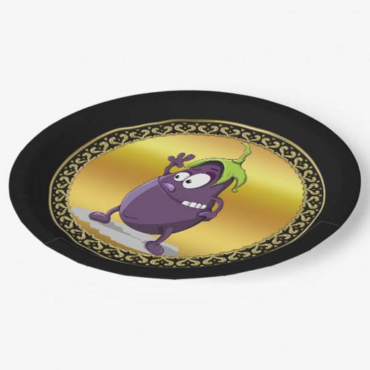 大きな目の緑の髪の漫画ナス2 ペーパープレート (アングル)