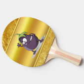 大きな目の緑の髪の漫画ナス2 卓球ラケット (横)