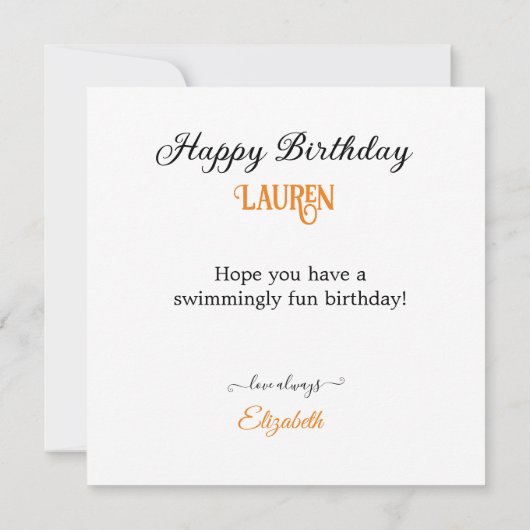 大きな目の金魚を持つ子供の誕生日ケーキ カード (裏面)